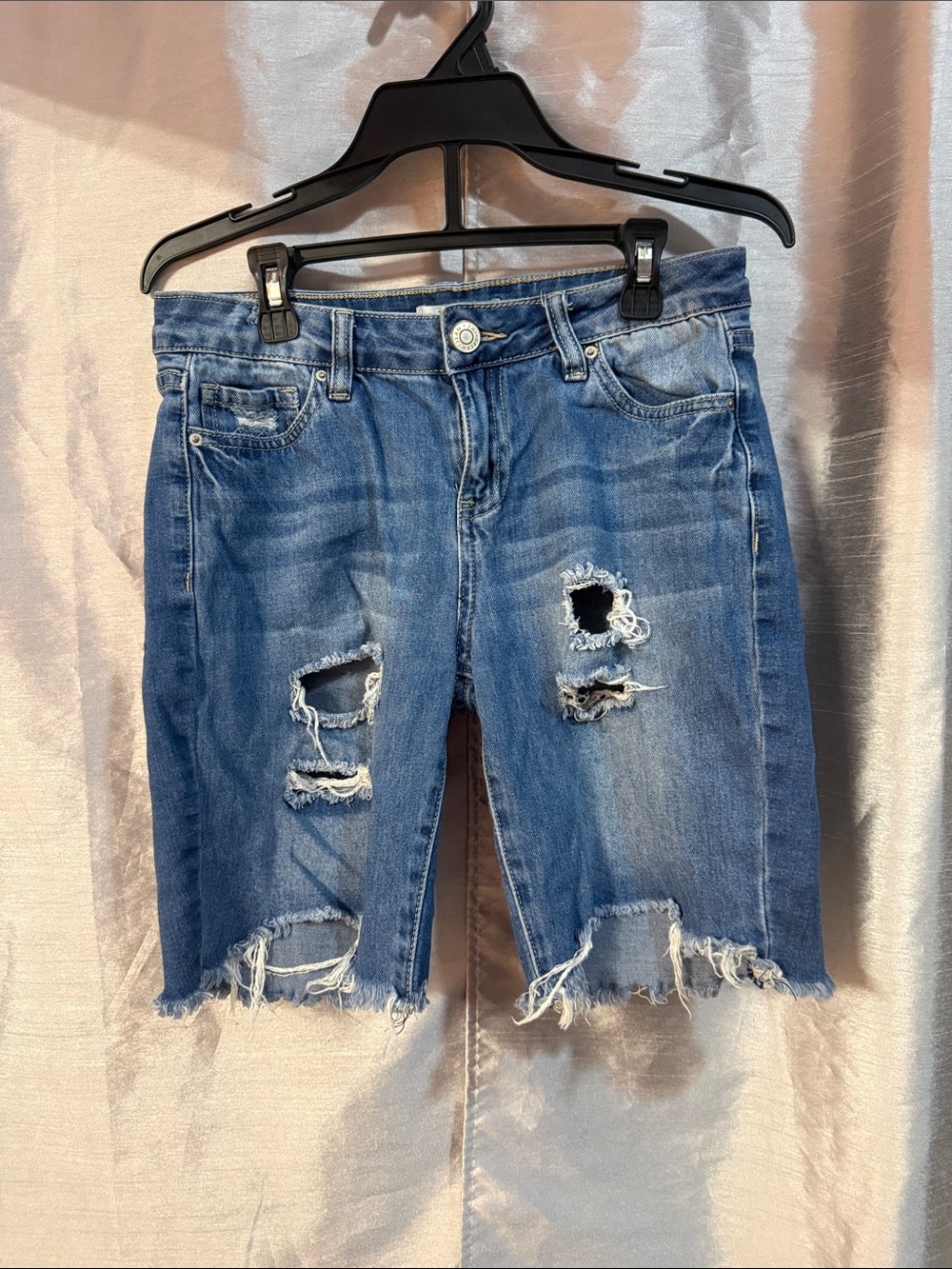 YMI Mid Wash Distressed Denim Bermuda Shorts